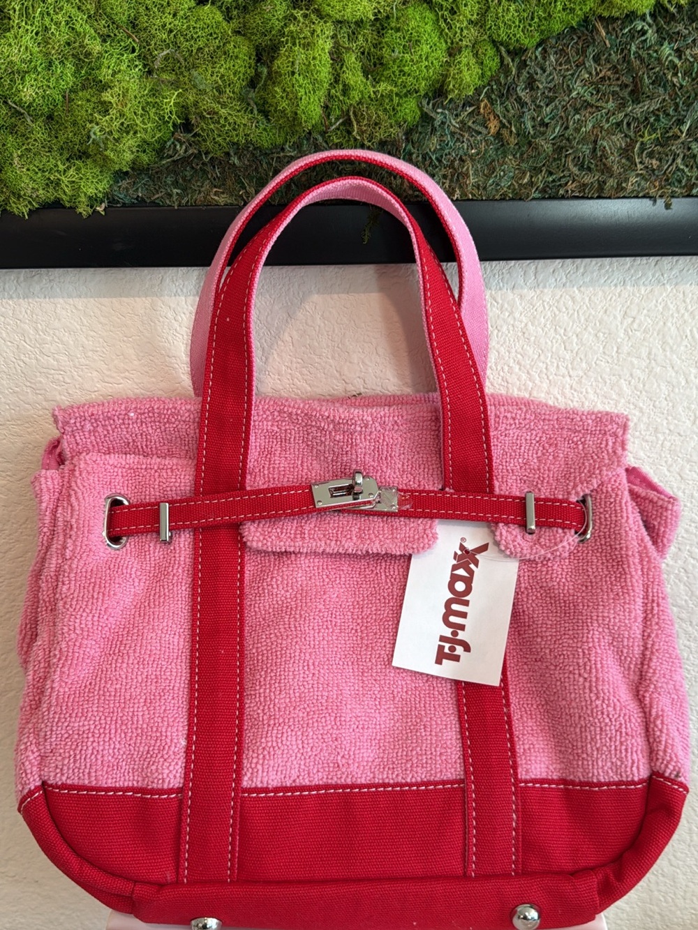 Pink and Red Terry Boatkin Tote
